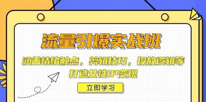 （14008期）流量引爆实战班，涵盖情绪触点，剪辑技巧，投放逻辑等，打造女性IP变现-62创业网