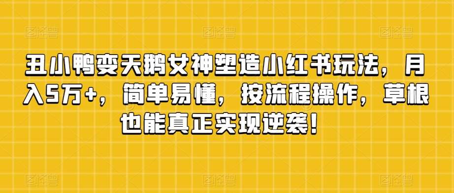 丑小鸭变天鹅女神塑造小红书玩法，月入5万+，简单易懂，按流程操作，草根也能真正实现逆袭！-62创业网