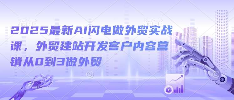 2025最新AI闪电做外贸实战课，外贸建站开发客户内容营销从0到3做外贸-62创业网